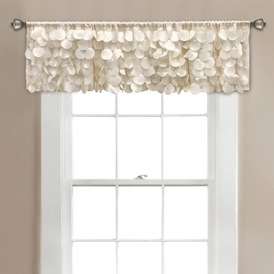 Lush Decor, Blush Gigi Volant Strukturierter Fenstervorhang für Küche, 35,6 x 177,8 cm, elfenbeinfarben