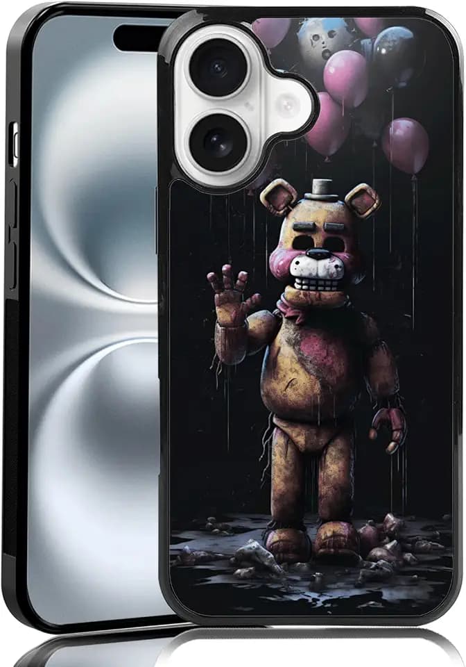 Black Cute Phone Case Fit for iPhone 16, TPU Shockproof Protective iPhone Case Horror Video Game Phone Cover Gift for Boy Girl Men Women