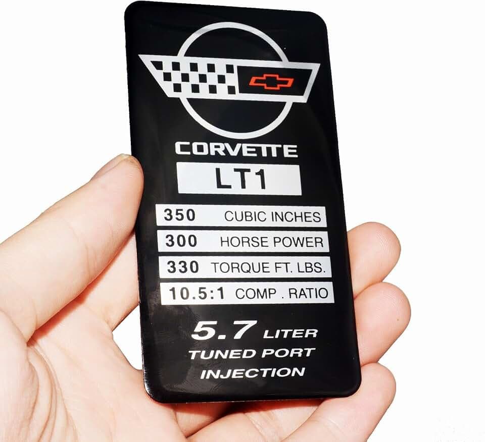 1Pc C4 Corvette 1992 LT1 Soup Engine ID Spec Metal Data Plate Consoler Emblem 3D Badge Nameplate Replacement for Corvette