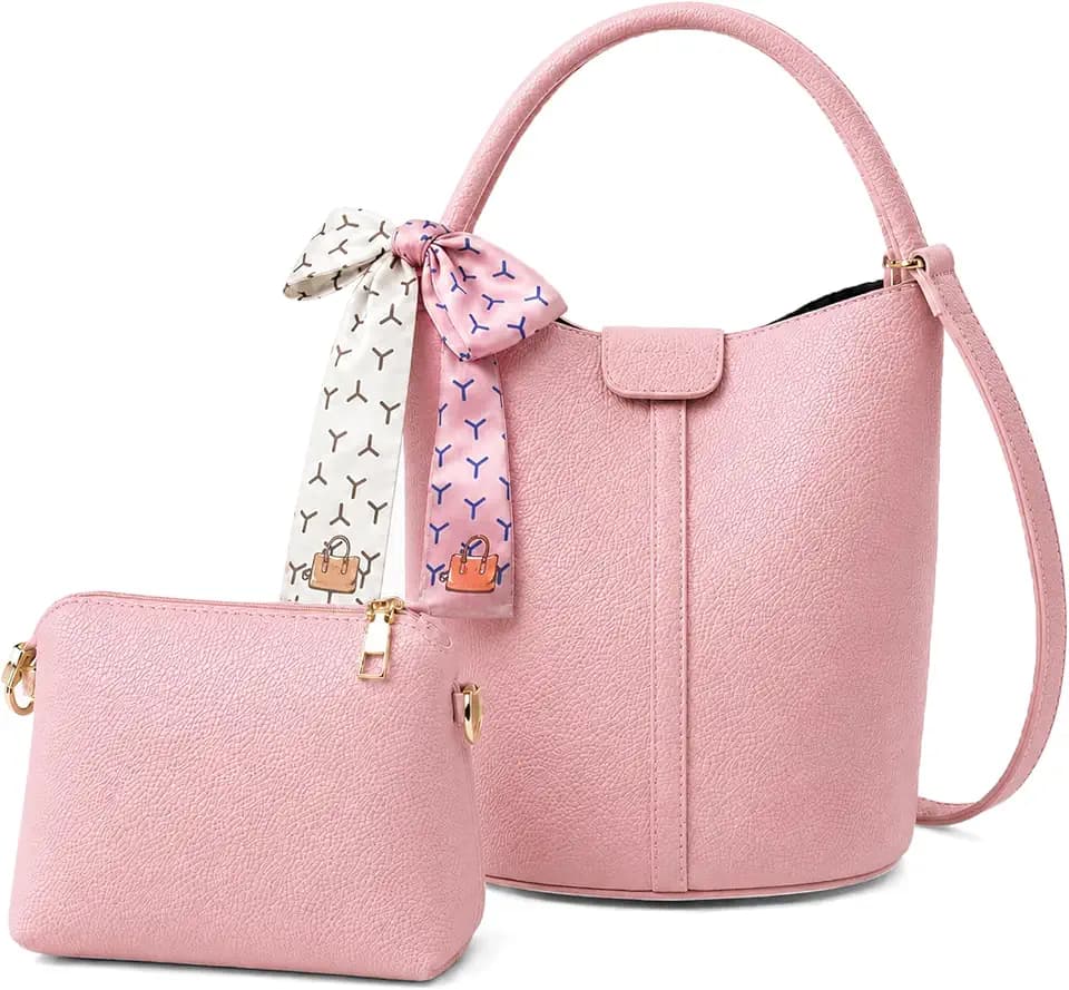 Vegan Leather Bucket Bag for Women Crossbody Bucket Purse with Removable Fashion Bucket Handbag