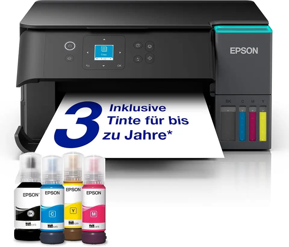 Epson EcoTank ET-2950 Tintentankdrucker | für vielbeschäftigte Haushalte | WLAN | A4 | Drucken, Kopieren, Scannen | 3.7 cm LCD-Display | Duplexdruck | inkl. Tinte für bis zu 3 Jahre