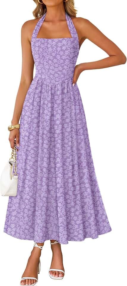 ZESICA Women's Summer Sleeveless Floral Wedding Guest Maxi Dress