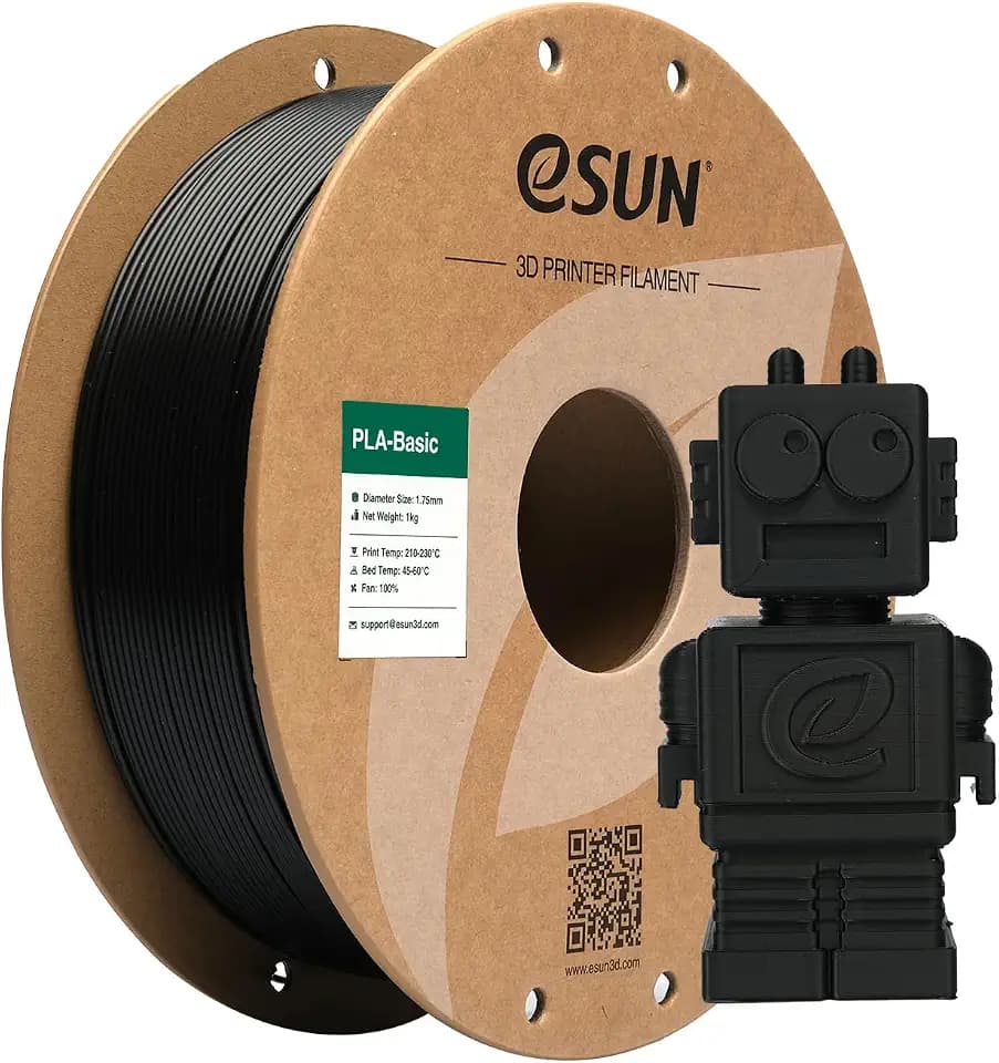 eSUN PLA Filament 1.75mm, PLA Basic 3D Drucker Filament Maßgenauigkeit +/- 0.03mm, 1KG Spule (2.2 LBS) Super Speedy PLA Filament für 3D Drucker, Schwarz