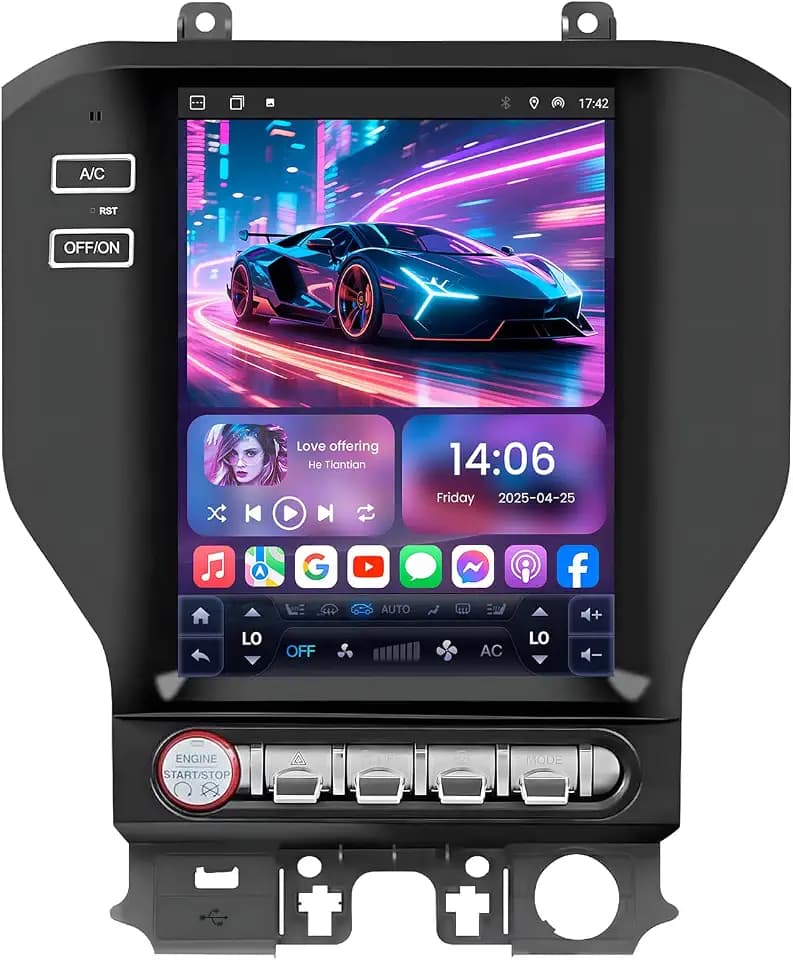 12.1Inch Vertical Screen Android Car Stereo for Ford Mustang 2015-2025 - Custom Fit Head Unit with Wireless CarPlay Android Auto 6+128G 5G WiFi DSP SWC