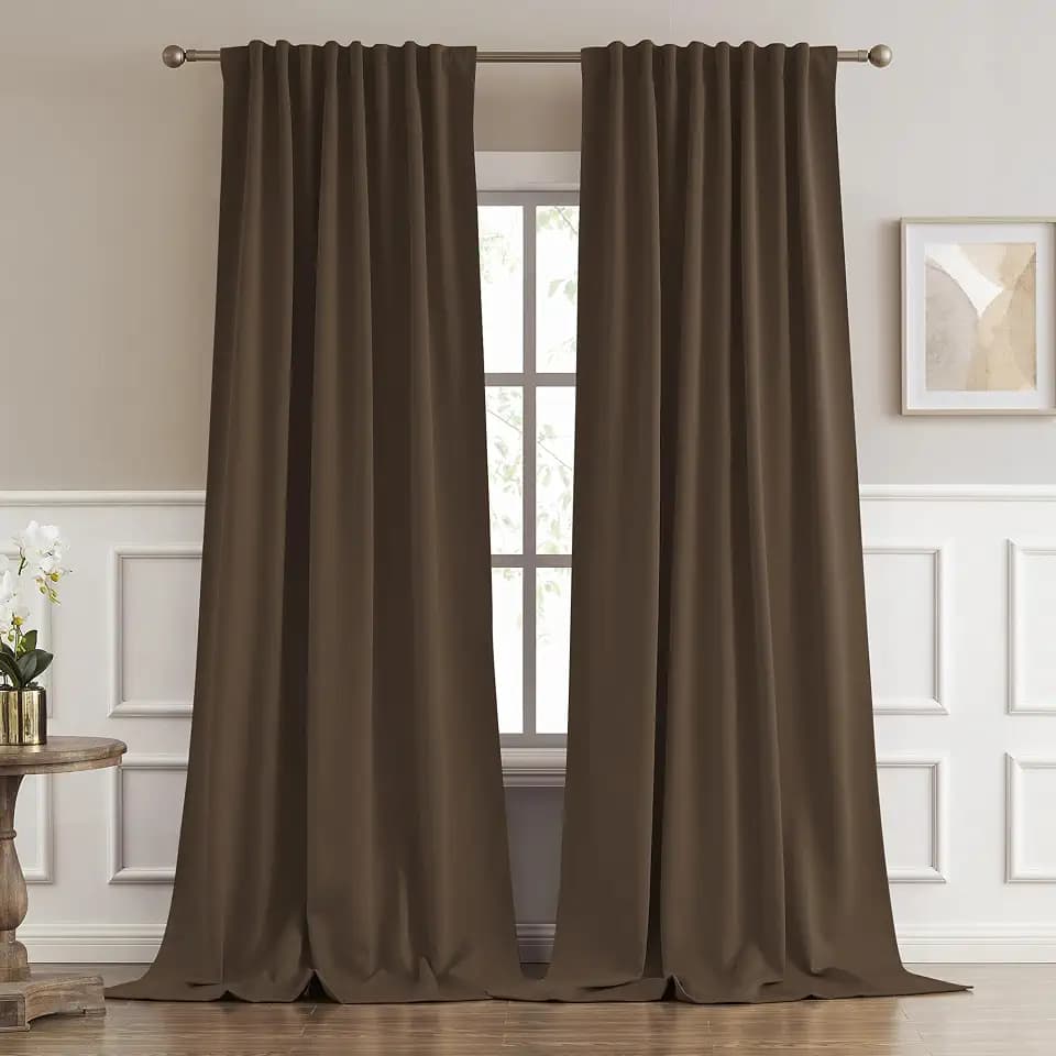 DUALIFE Blackout Curtains/Drapes 108 Inches Long,2 Panels,Brown, 52x108