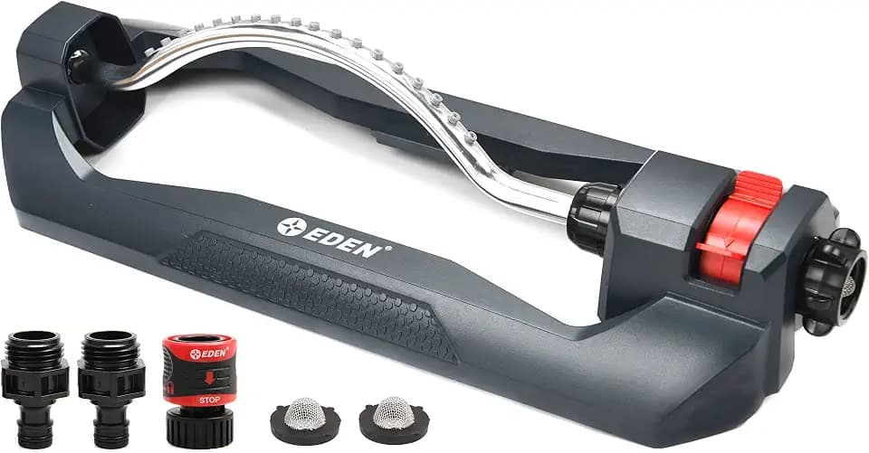 Eden 96214 Sprinkler,18 Precision Nozzles, Range Control, Lawn & Garden Watering W/Quick Connect Starter Set