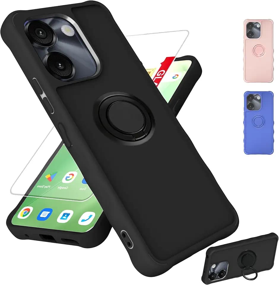 jioeuinly for AirVoice S67 5G / C67 /A67 Case [NO Fit A67L] Compatible for FOXXD Foxx Miro S67 5G / A67 / HTH C67 Phone Case Cover [with Tempered Glass Screen Protector][Ring Support] Black