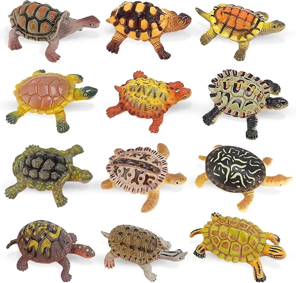 Liberty Imports 12 Piece Sea Turtle Animal Toys - Miniature Figurines - Unique Tortoise Toys Detailed and Hand Painted Reptiles Party Favor Decorations and Kids