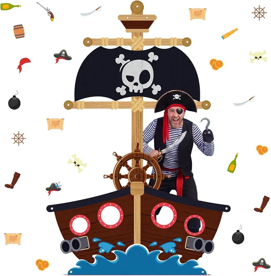 HunnmingRe Large Pirate Party Decoration Photo Backdrop,Skeleton