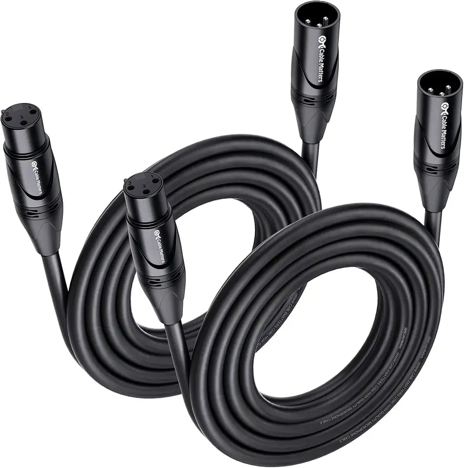 Cable Matters 2-Pack Premium XLR to XLR Cable, Microphone Cable, M-F, 10ft