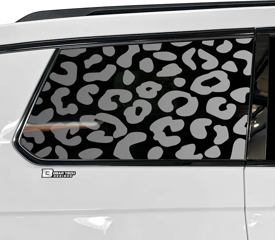 BOGAR TECH DESIGNS Fits Jeep Grand Cherokee L 2021-2026 Precut Quarter Window Animal Cheetah Leopard Print Vinyl Decal Stickers, Matte Black