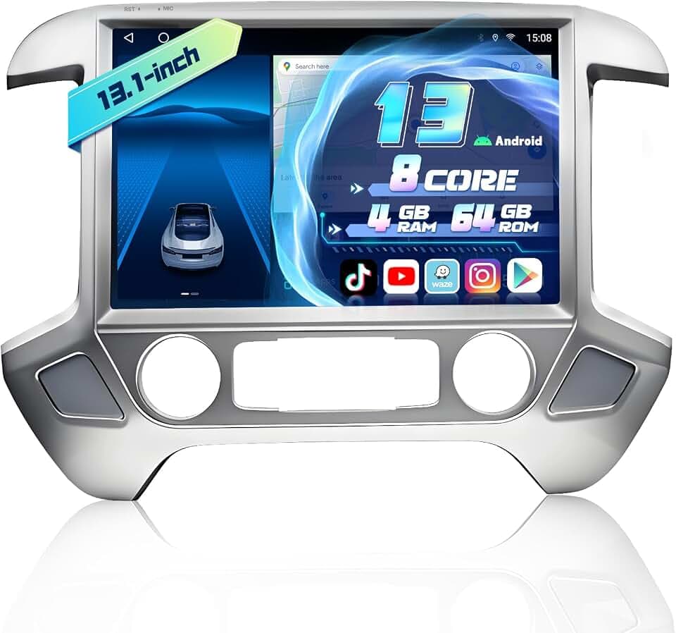 13.1" 8Core 4+64G Radio for Chevy Silverado GMC Sierra 2014-2018,Silver