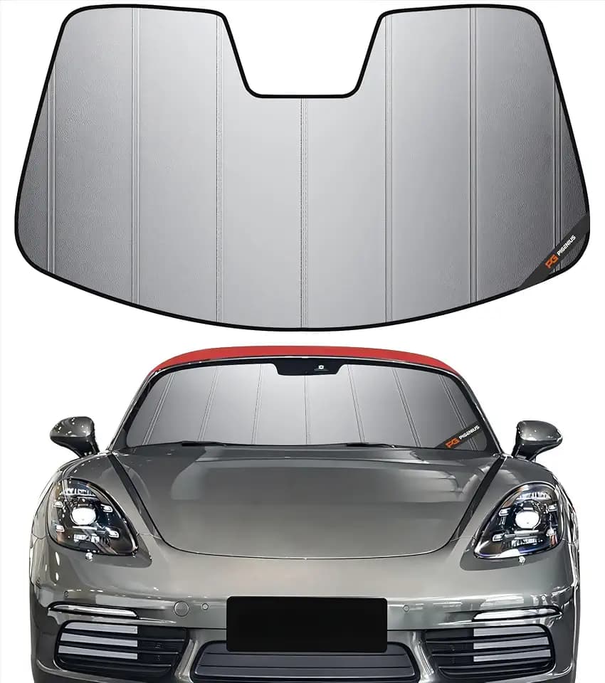 Pigenius Windshield Sun Shade fits Porsche 718 Cay-Man,2017-2026,Thick Front Windshield Sun Shade,6 Layers Sun Shield,Accordion Fold