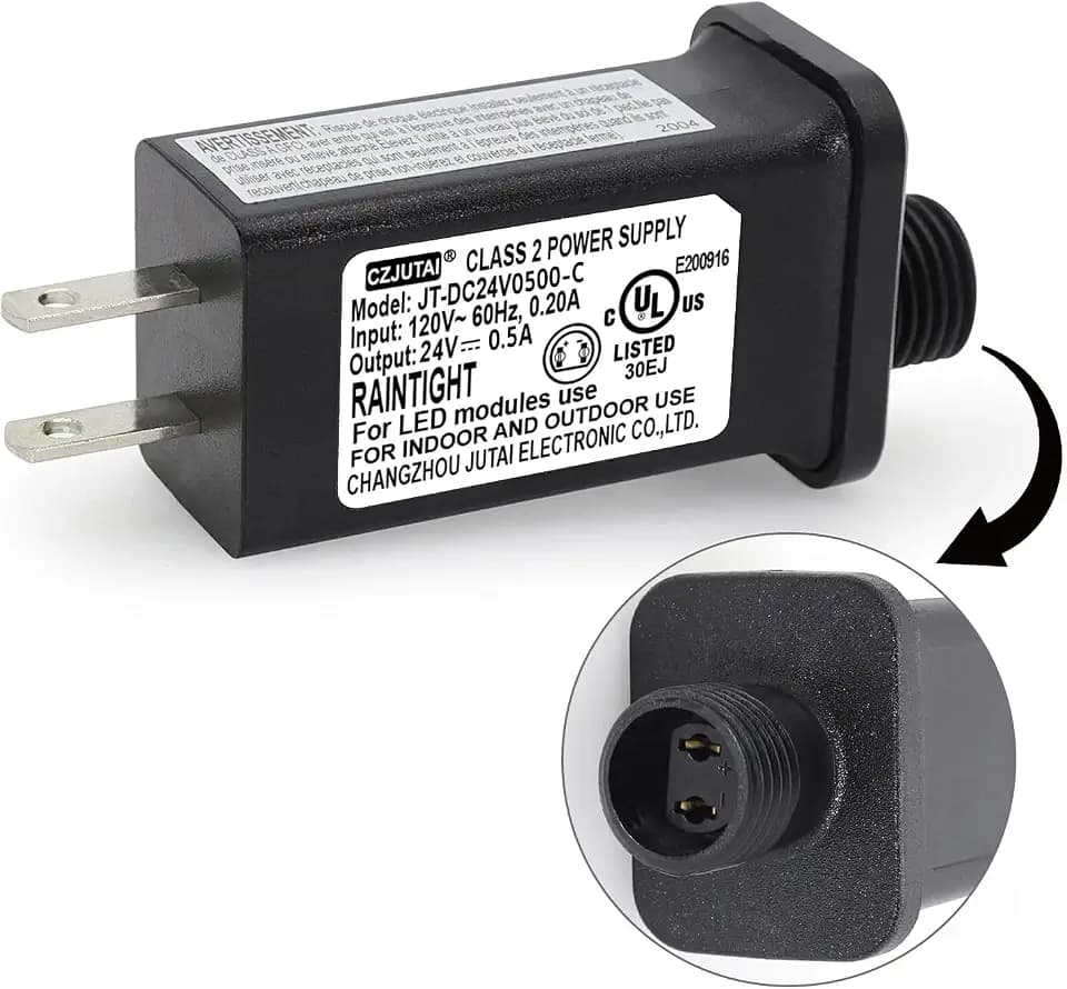 24V 12W Power Supply CZJUTAI JT-DC240V0500-C 24V12W /9W /7.2W /6W /4.5W /3.6W for Christmas Lighting,String Light, Projector Light,Lawn Lamp, Inflatable Device (1 Pack of)