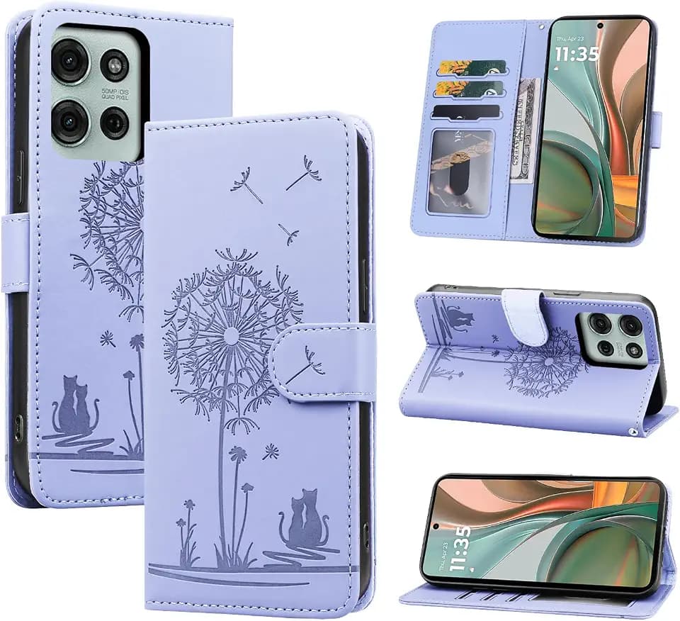 Handyhülle für Motorola Moto G75 Hülle Premium Lederhülle [Kartenfach] [RFID-Blockierung] Flip Case Tasche Standfunktion Klapphülle Schutzhülle für Motorola Moto G75 (Violett)