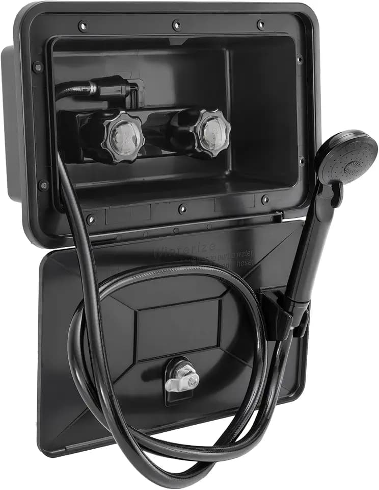 RecPro RV Exterior Shower Box Kit w/51 Hose, Black