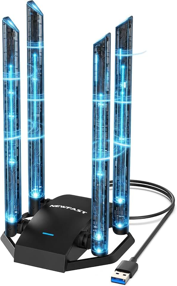 NEWFAST 1300 Mbit/s WLAN Stick,WLAN Adapter mit 4x6dBi High Gain Antennas