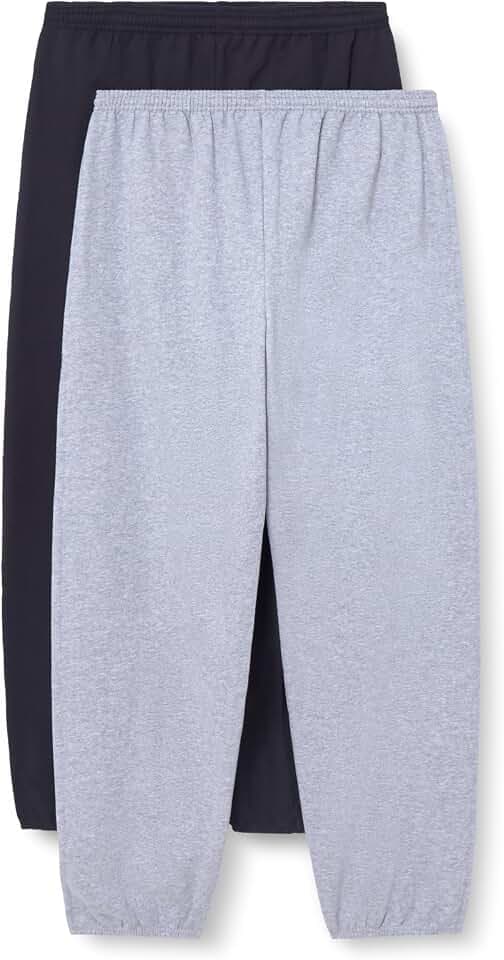 Hanes Men's EcoSmart Best Sweatpants, Athletic Lounge Pants with Cinched Cuffs, 1, Black/Light Steel-2 Pack