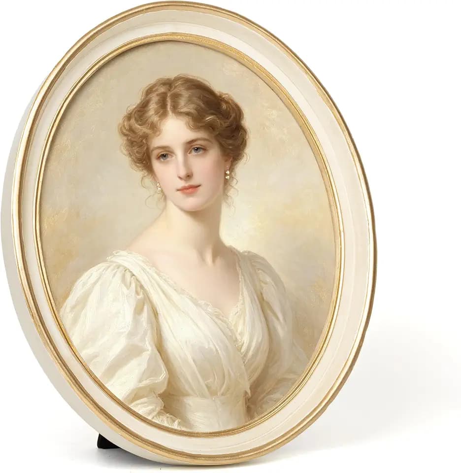 AELS 8x10 Inch Vintage Picture Frame, Elegant Antique Photo Frames with Glass Front, Photo Display, Tabletop Wall Hanging, Gift Ideas, Off-white Oval with Gold Trim