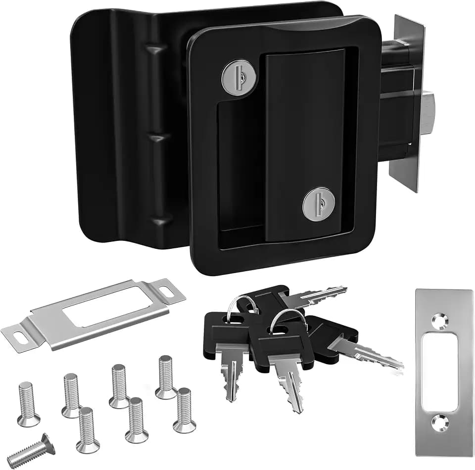 RV Travel Trailer Entry Door Lock Polar Black Paddle Deadbolt