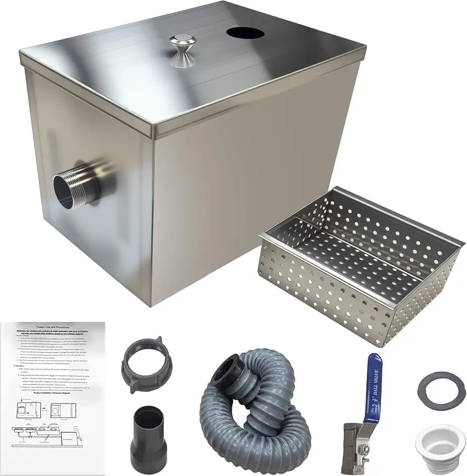 Commercial Grease Trap Stainless Steel Interceptor Oil-water Separator for Restaurant, Kitchen, Cafe, Canteen, Factory