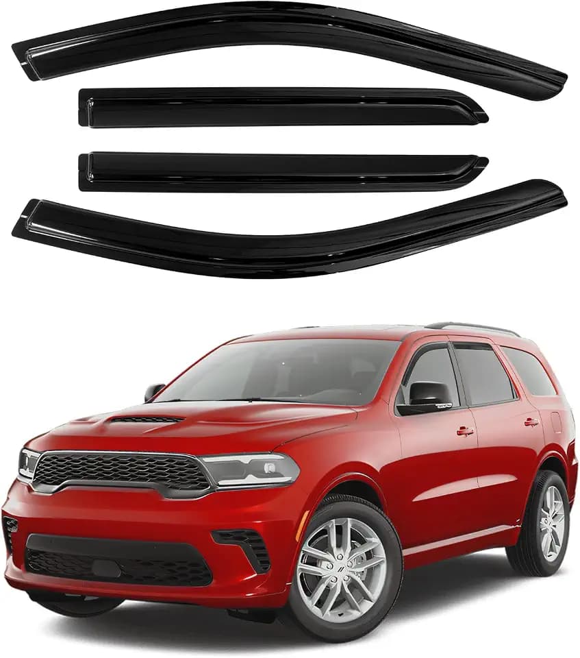 Canvcle Durango Rain Guards - Window Visors for Dodge Durango 2011-2025 2026, Outside-Mount Tape-On Side Window Wind Deflectors for Durango Accessories, Vent Visors Shades Rainproof Black 4PCS