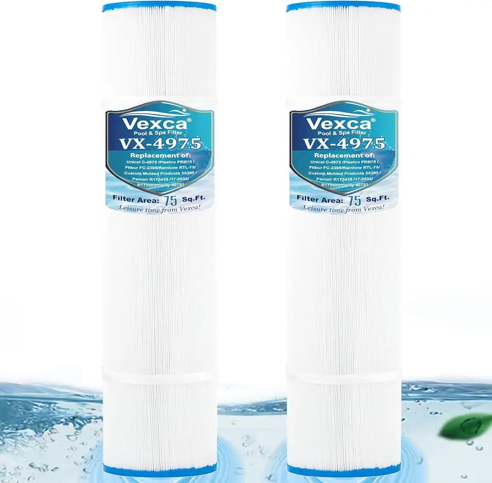 40751 Spa Filter Cartridge Replacement for Unicel C-4975, Filbur FC-2395, Pleatco PRB75, Rainbow RTL-75, 25390, R173435, 17-2632, 75 sq.ft Hot Tub Filter, 2 Pack