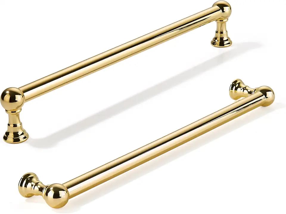 khtumeware 10 Pack 7-1/2 Inch Hole Center Polished Brass Cabinet Pulls Heavy Duty Solid Cabinet Handles cabinets Dressers Kitchens Handles Bathroom cabinets