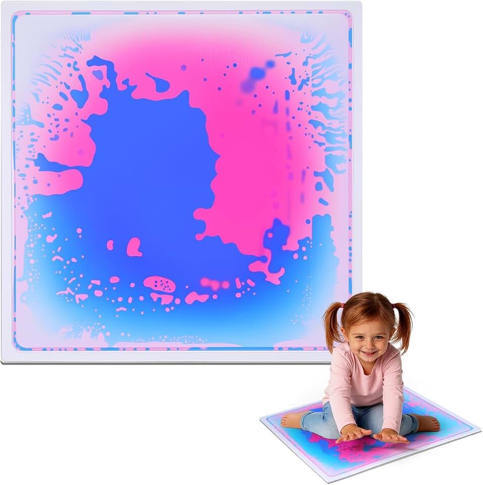 Sensorik Matten 30x30cm pink-blau 1 Stück - flüssige Bewegungsmatte mit CE & EN71 für Autismus, ADHS, SPD, sensorisches Spielzeug für Kindergarten, Schule & Zuhause (1, Pink-blau)