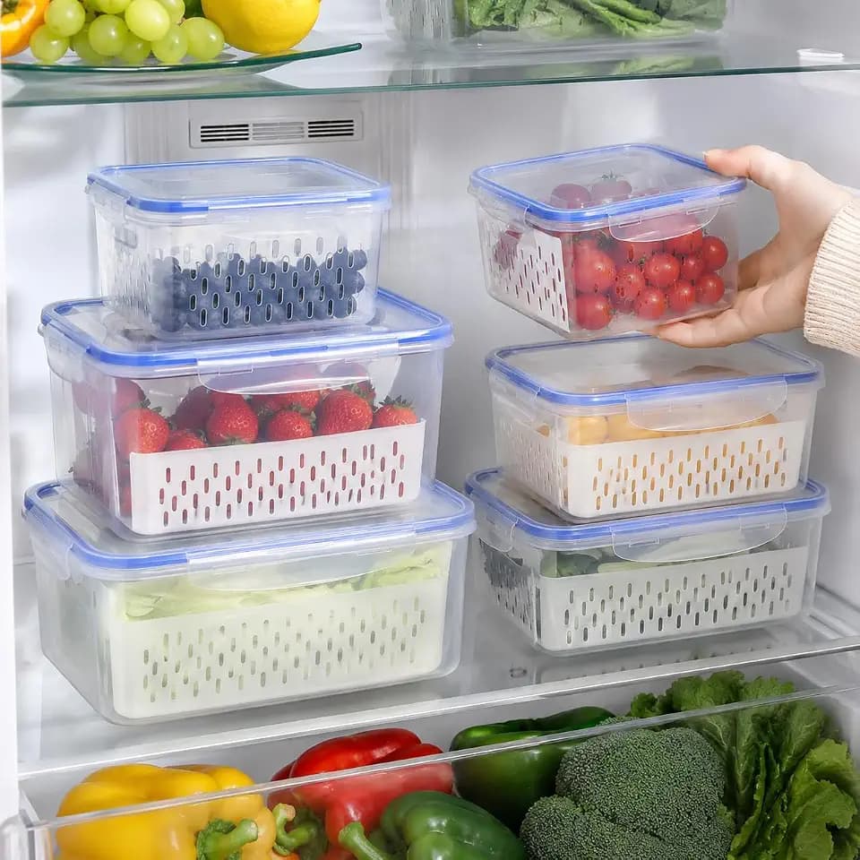 Aufbewahrungsbox Kühlschrank Aufbewahrungsboxen für Früchte mit Deckel 3er
