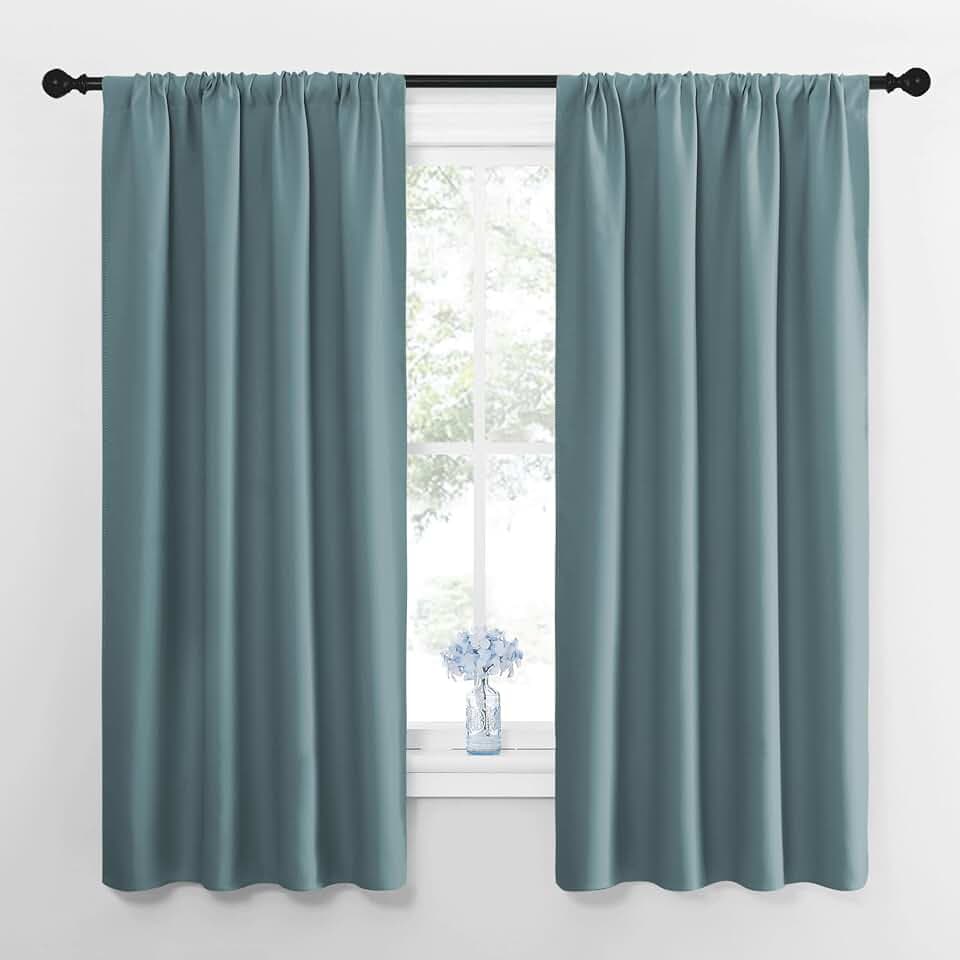 NICETOWN Greyish Blue Blackout Curtains for Living Room 42" w x 63" L 2 PCs