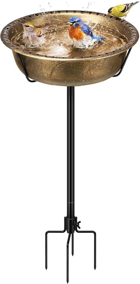 VIVOHOME Vogeltränke 71cm hoch Polyresin leicht antike Optik, Kupfer