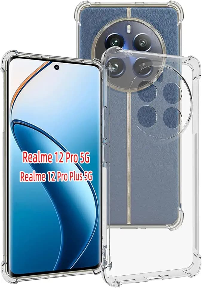 USTIYA Case for Realme 12 Pro+ Pro Plus Clear TPU Four Corners Military-Grade Protection Cover Transparent Soft funda