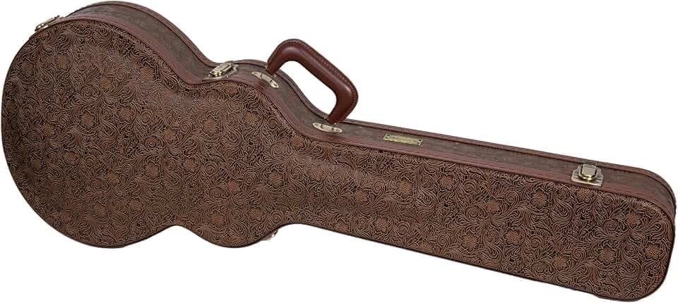 Crossrock Wooden Les Paul Guitar Case | Blossom Brown Finish, Burgundy Velvet Interior, Lock – Designer Series(CRW530LBQ)