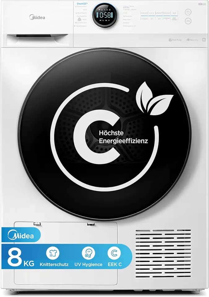 Midea Wärmepumpentrockner 8 kg Energieklasse C Fernsteuerung MD20EH80WB-A3