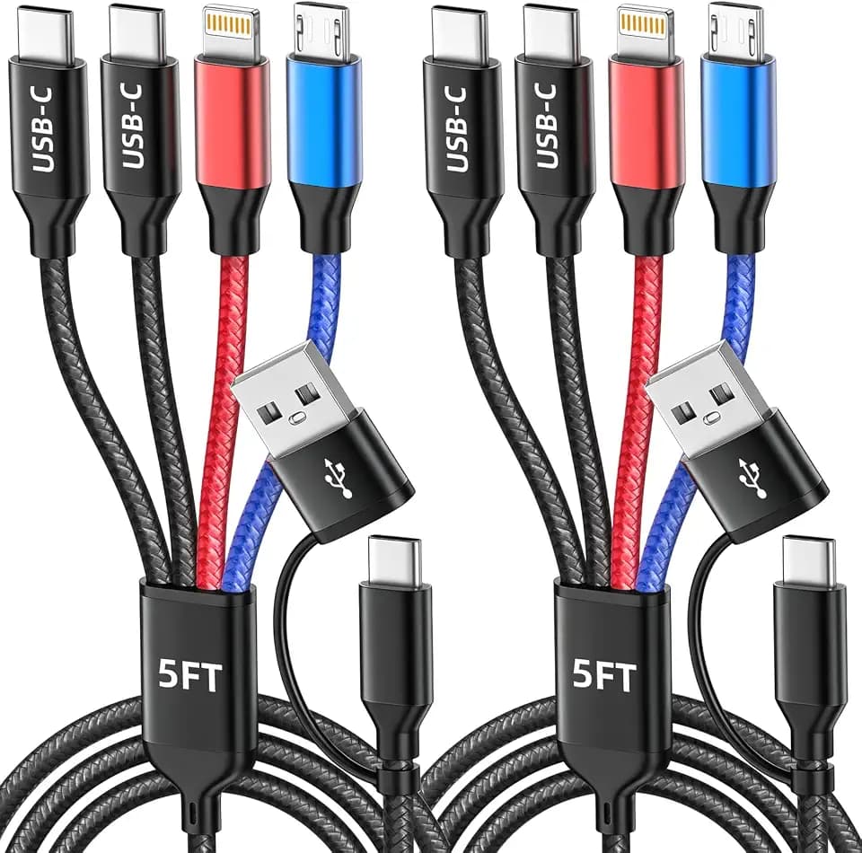 4 in 2 Multi Charging Cable, USBA/C Charging Cords for Multiple Devices