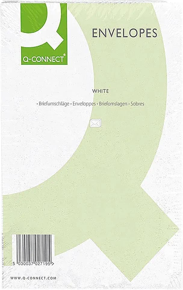 Q Connect C4 Versandumschlag mit abziehbarem, selbsthaftendem Klebestreifen, 100g/m2, Weiß, 250 Stück