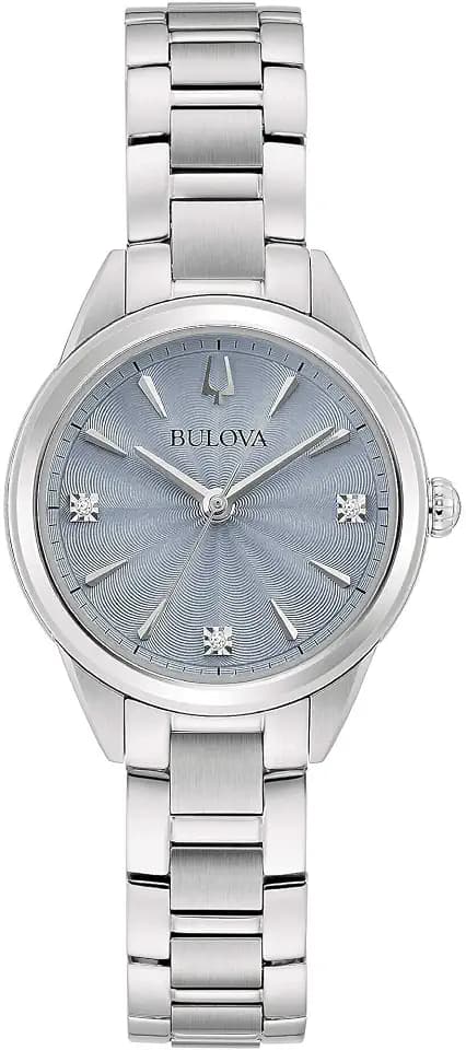 Bulova Sutton Lady Petite women's watch gray background 96P255 316L steel with diamonds