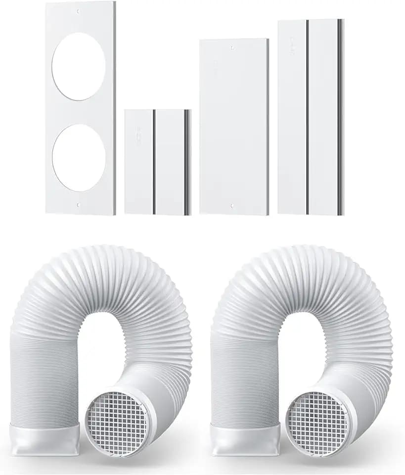 DREO Adjustable Portable Air Conditioner Window Vent Kit for Dual Hose with 5.9 Inch Exhaust Duct, Upgraded Seamless Window Panel Kit for Sliding Windows, Doors, Compatible with 515S & 516S & 740S