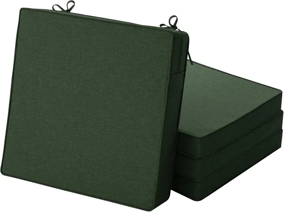 Outdoor Chair Cushions, Set of 4, 24 x 24 Inch, Olive Green