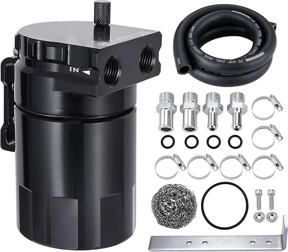 EVIL ENERGY Oil Catch Can Kit, 300ml Universal 2-Port Baffled Catch Can