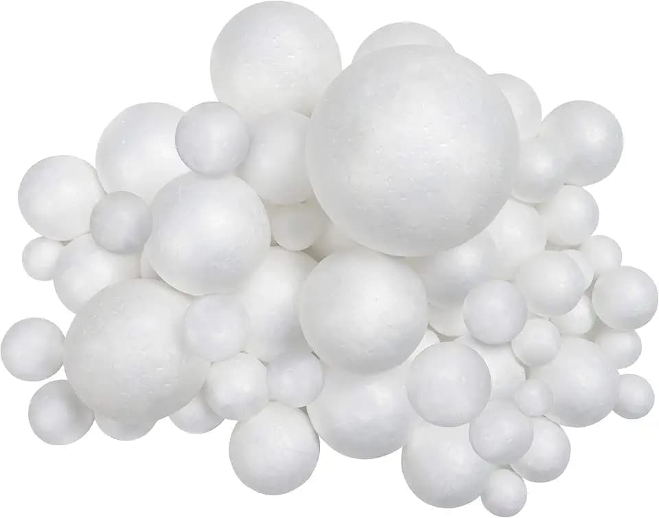 Belle Vous 88er Pack Weiße Styropor Kugeln zum Basteln in 6 Größen - Styropor Kugel Bälle zum Basteln Kunst - Party und Weihnacht Dekoration - Projekte & Haushalt