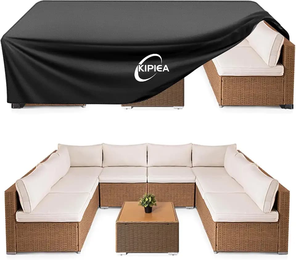 Kipiea Outdoor Furniture Covers Waterproof, 420D Heavy-Duty Patio Furniture Set Covers, No Tears Anti UV No Fading,118" L x 98" W x 28" H