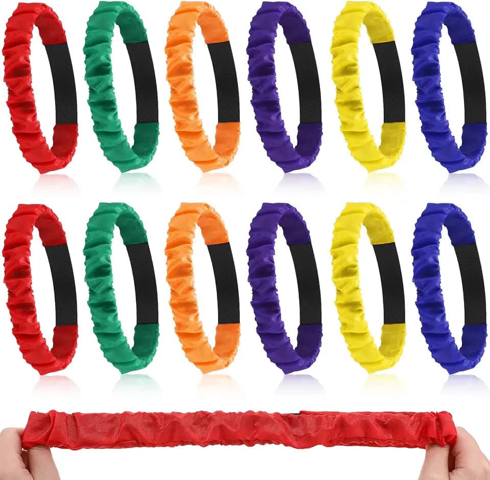 12 Pcs 3 Legged Race Bands for Adults 6 Colors Elastic Tie for Field Day