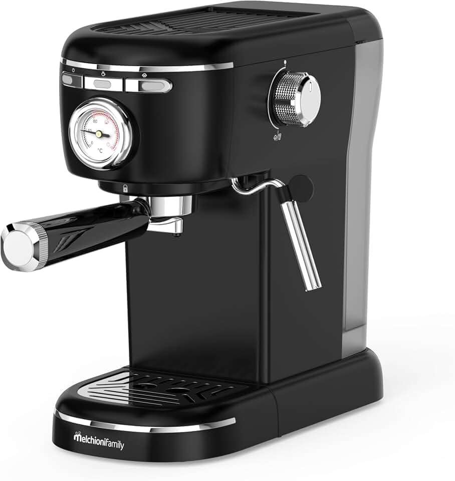 Aromatica Plus Espresso Kaffeemaschine 3 in 1 | Kompatibel mit E.S.E.-Pads, Kapseln und Kaffeepulver | 15 Bar, 1,2L Wassertank, Manueller Milchaufschäumer für Cappuccino, Schwarz