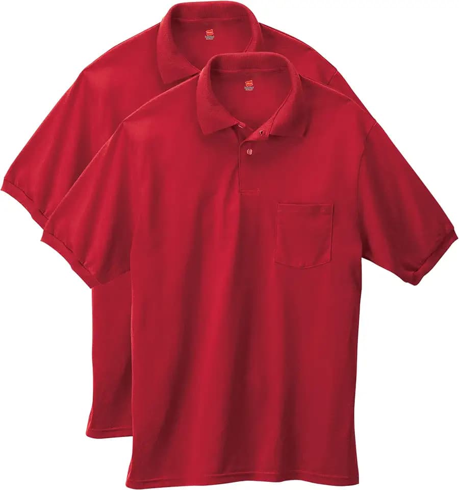 Hanes Men's Short Sleeve Jersey Pocket Polo (Pack of 2)