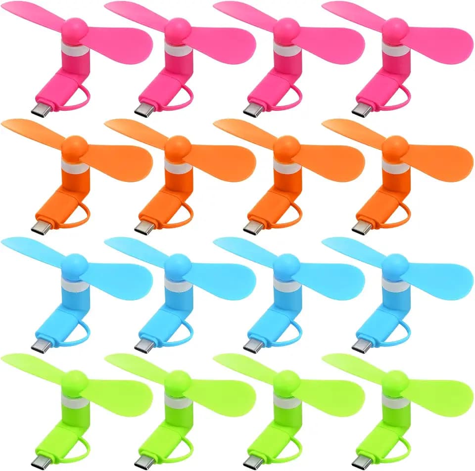 Aurelema 16 Pcs Mini Phone Fan Compatible with Type C, 4 Colors