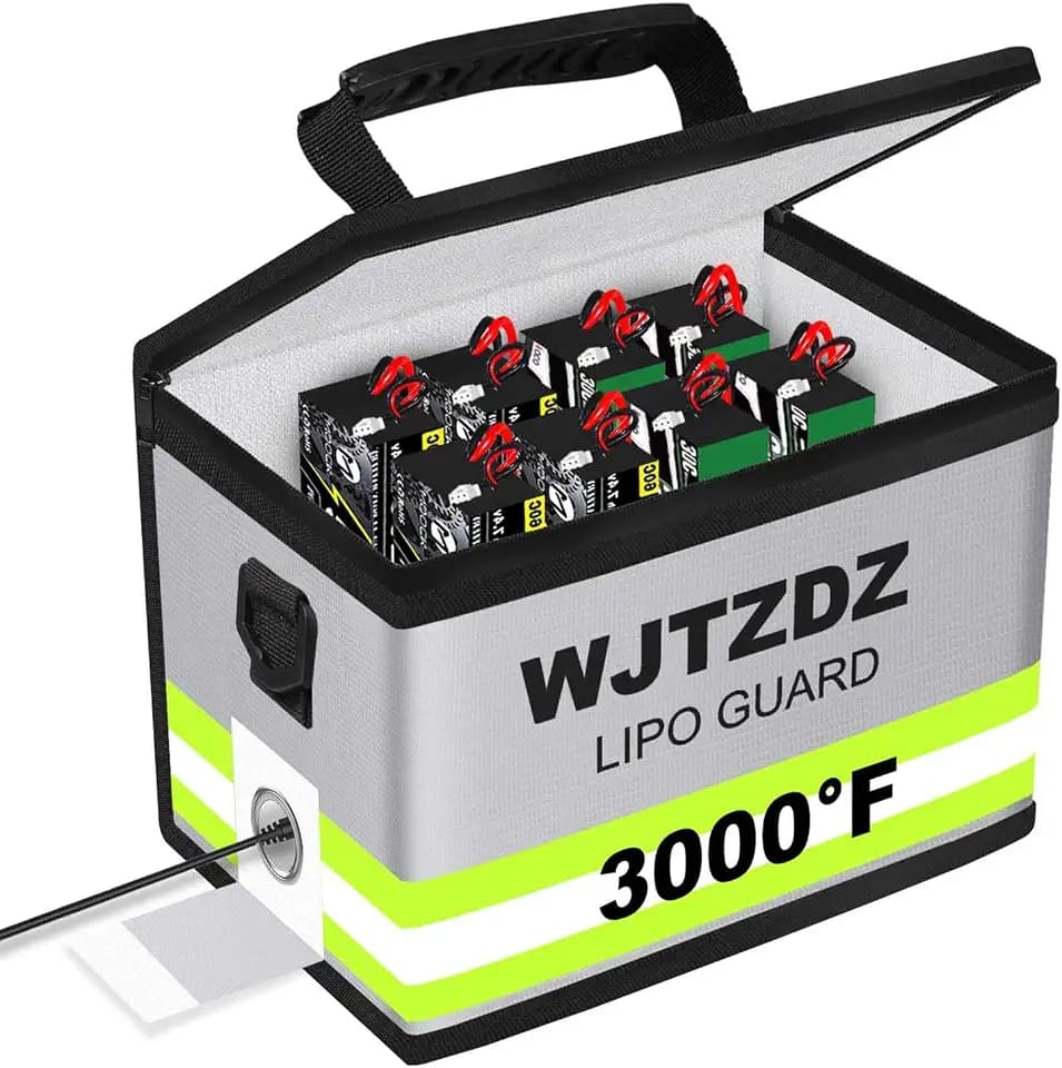 Upgraded Lipo Battery Fireproof Explosionproof Bag(8.5 x 5.7 x 6.5 inch),4 Layers of Heat Insulated Materials with Waterproof Zipper/Reflective Strip,Comfortable Handle/Portable Shoulder Strap