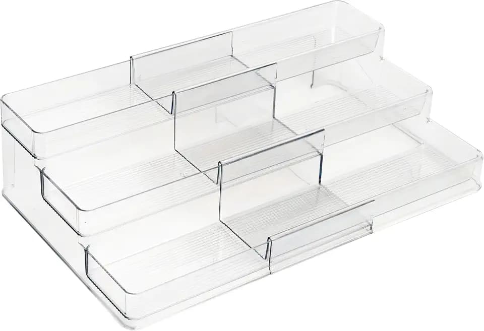 Dial Industries 3 Tier Expandable Kitchen Cabinet Shelf Organizer, Clear