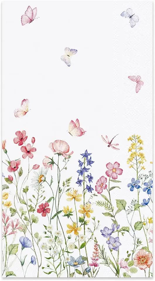 100 Wildflower Flower Napkins Disposable Bathroom Paper Hand Towels Napkins Disposable Decorative for Bathroom, Toilet, Wedding, Baby Shower, Birthday, Bridal Party Decor
